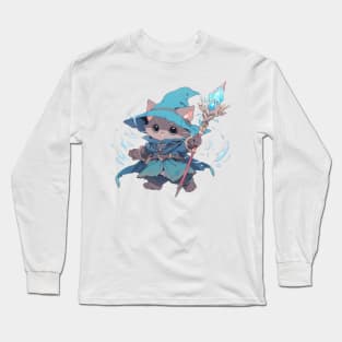 Cute Blue Mage Cat Hero Long Sleeve T-Shirt